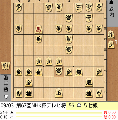 9月3日NHK杯56手目棋譜