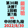 藤井聡太竜王vs中村修九段※結果【第30期銀河戦決勝T】(2022/8/30)
