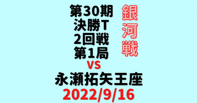 藤井聡太竜王vs永瀬拓矢王座※結果【第30期銀河戦決勝T】(2022/9/16)