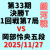 藤井聡太竜王・名人 vs 岡部怜央五段※結果【第33期銀河戦決勝T】(2025/11/27)